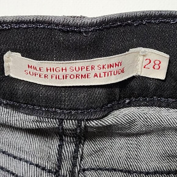 Levi's Black Wash Stretch Denim Mile High Super Skinny Jeans - Picture 6 of 9